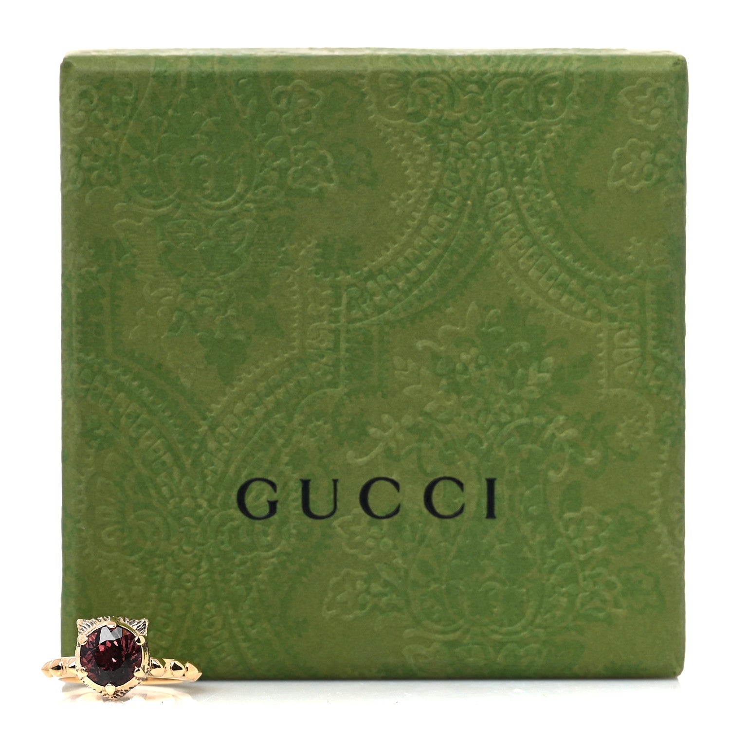 Gucci 18K Yellow Gold Diamond Pink Tourmaline Le Marché Des Merveilles Feline Ring 49 4.75 6 of 6