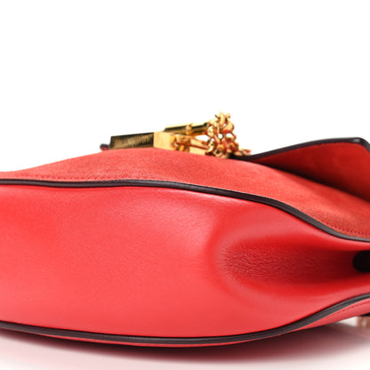 Chloe Lambskin Suede Calfskin Mini Drew Shoulder Bag Red 8 of 11