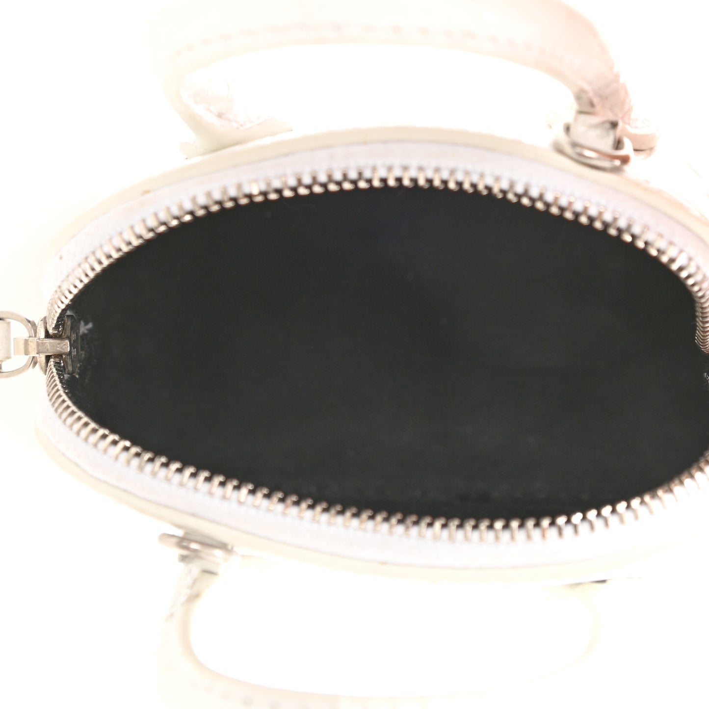Calfskin Logo Crocodile Embossed Mini Ville Top Handle Bag White Black