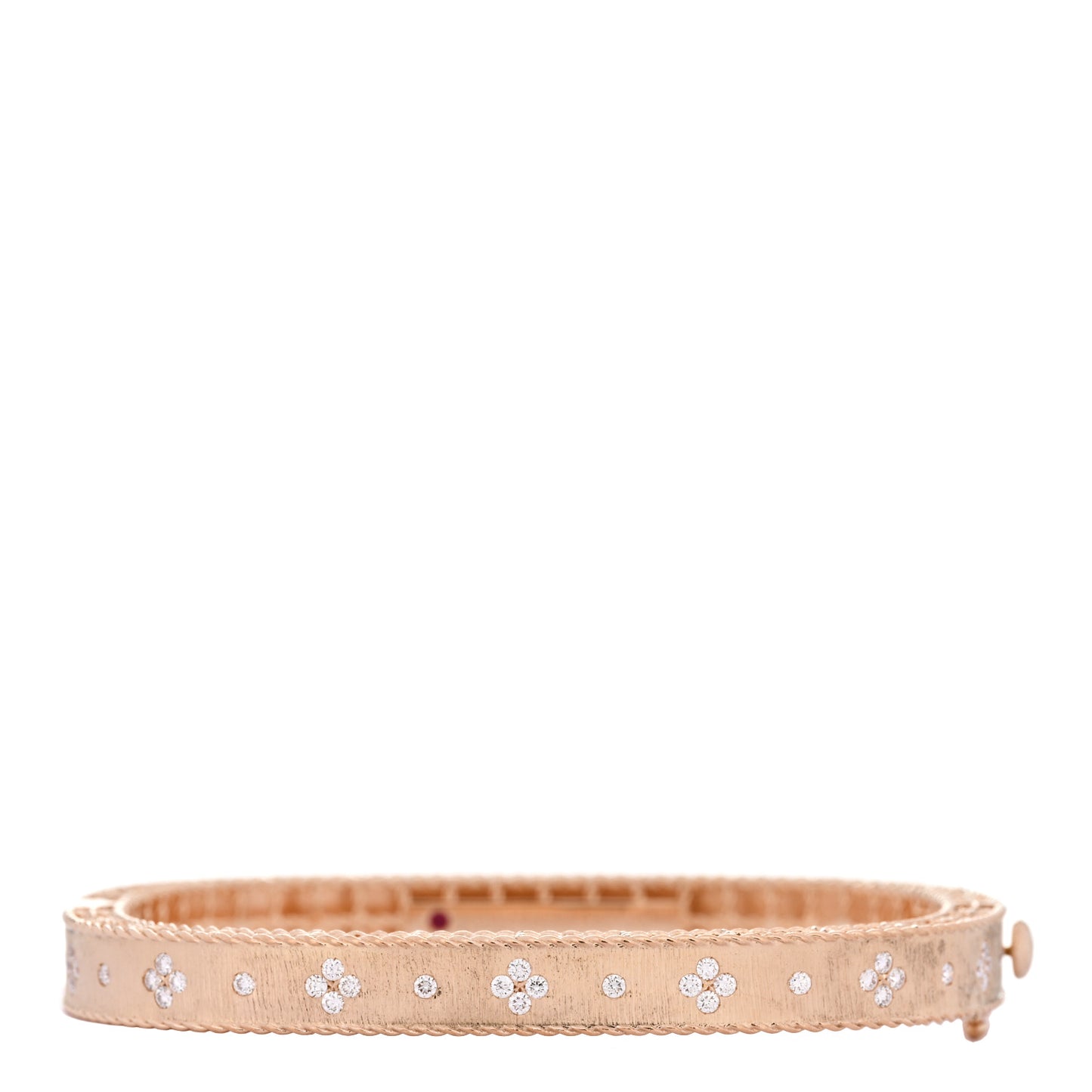 18K Rose Gold Diamond Princess Satin Fleur De Lis Bangle Bracelet