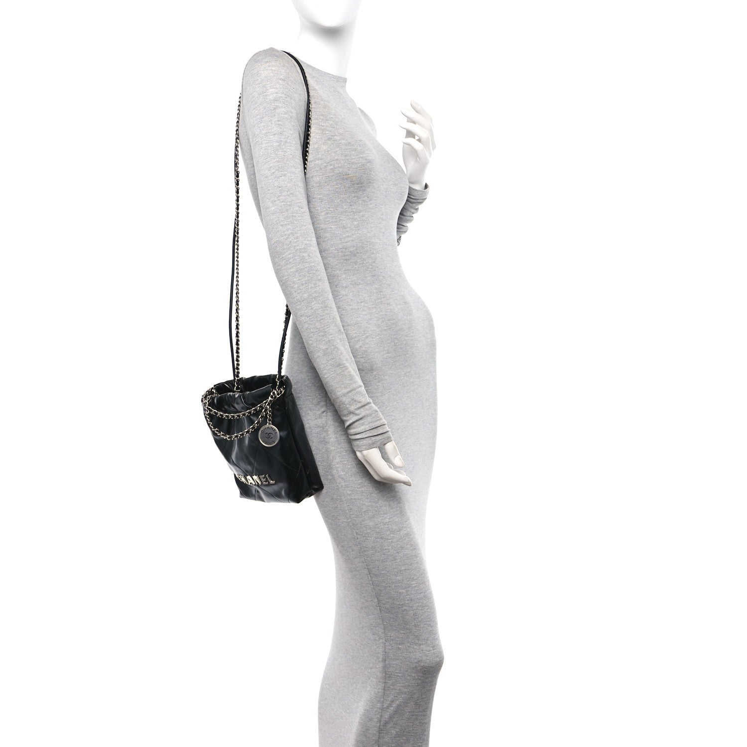 Chanel Shiny Calfskin Quilted Mini Chanel 22 Black 2 of 11