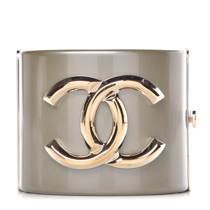 Chanel Resin CC Cuff Gold Pearly White 1 of 8