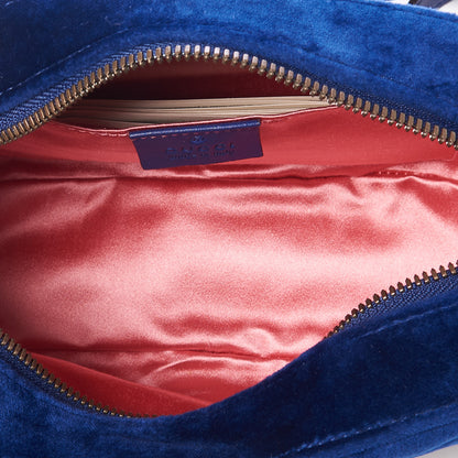 Gucci Velvet Matelasse Small GG Marmont Chain Shoulder Bag Cobalt 7 of 8