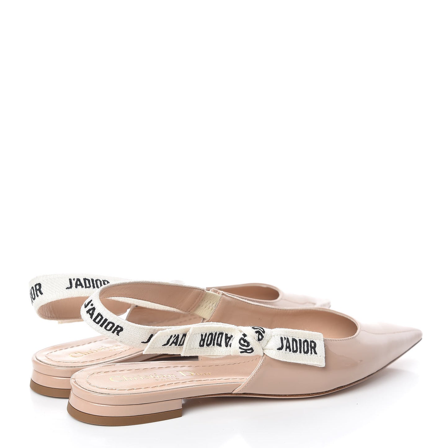 Patent Ribbon J'Adior Slingback Ballet Flats 35 Nude