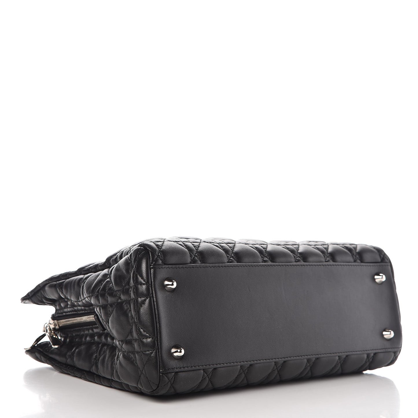 Lambskin Cannage Small Dior Soft Zipped Shopping Tote Black