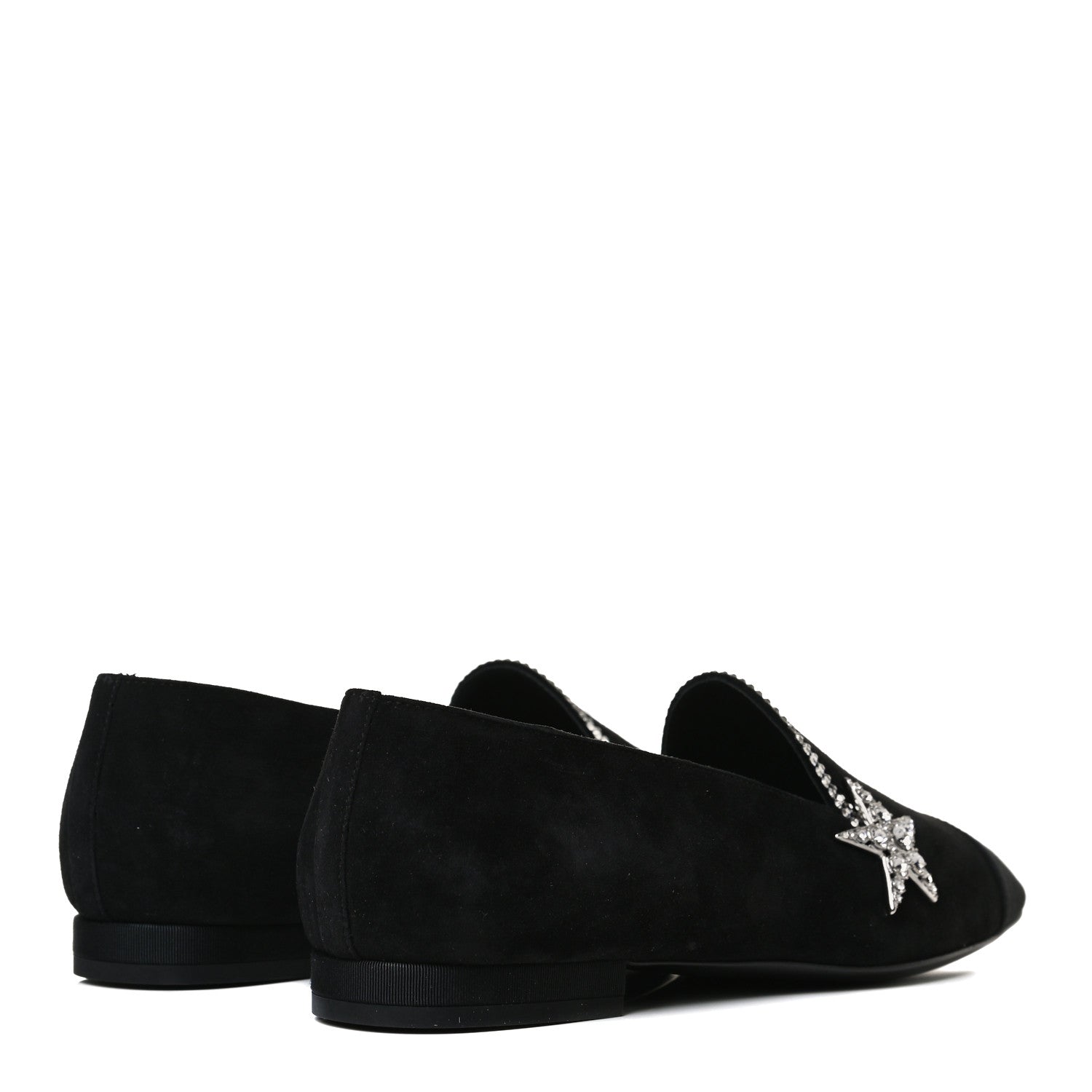 Chanel Suede Calfskin Grosgrain Crystal Star Mocassin Loafers 36.5 Black 4 of 10