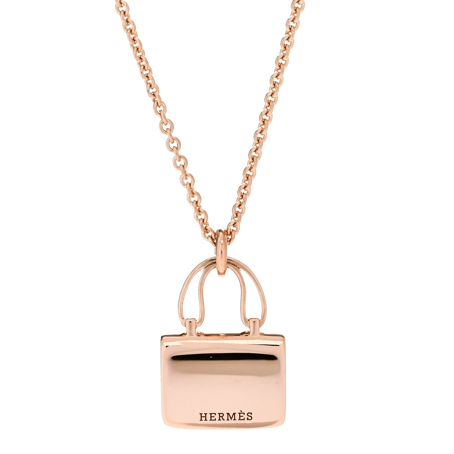 Hermes 18K Rose Gold Diamond Constance Amulettes Pendant Necklace 3 of 5