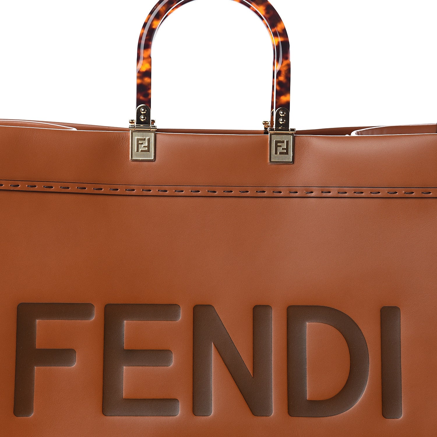 Fendi Vitello King Plexiglass Large Fendi Sunshine Shopper Tote Cuoio 6 of 8