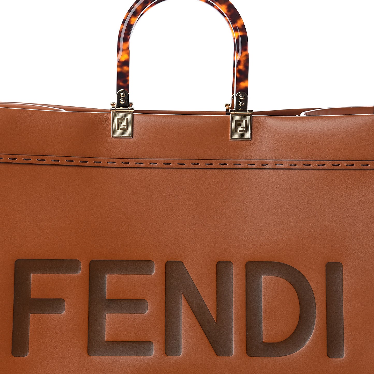 Vitello King Plexiglass Large Fendi Sunshine Shopper Tote Cuoio