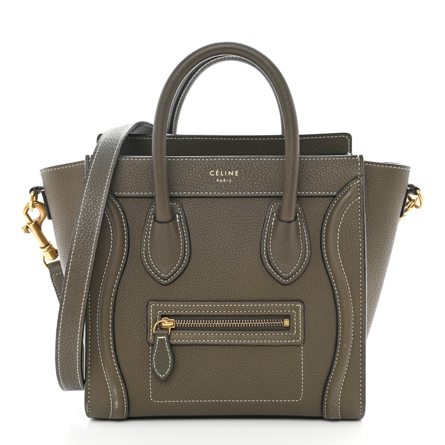 Celine Drummed Calfskin Nano Luggage Souris 1 of 9