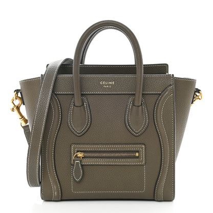 Celine Drummed Calfskin Nano Luggage Souris 1 of 9