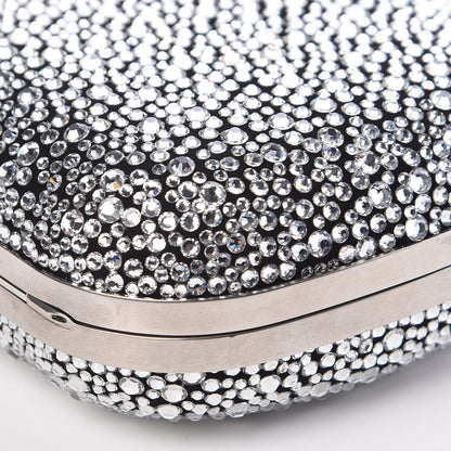 Alexander McQueen Crystal Nappa Queen and King Skull Box Chain Clutch Black Silver 9 of 13