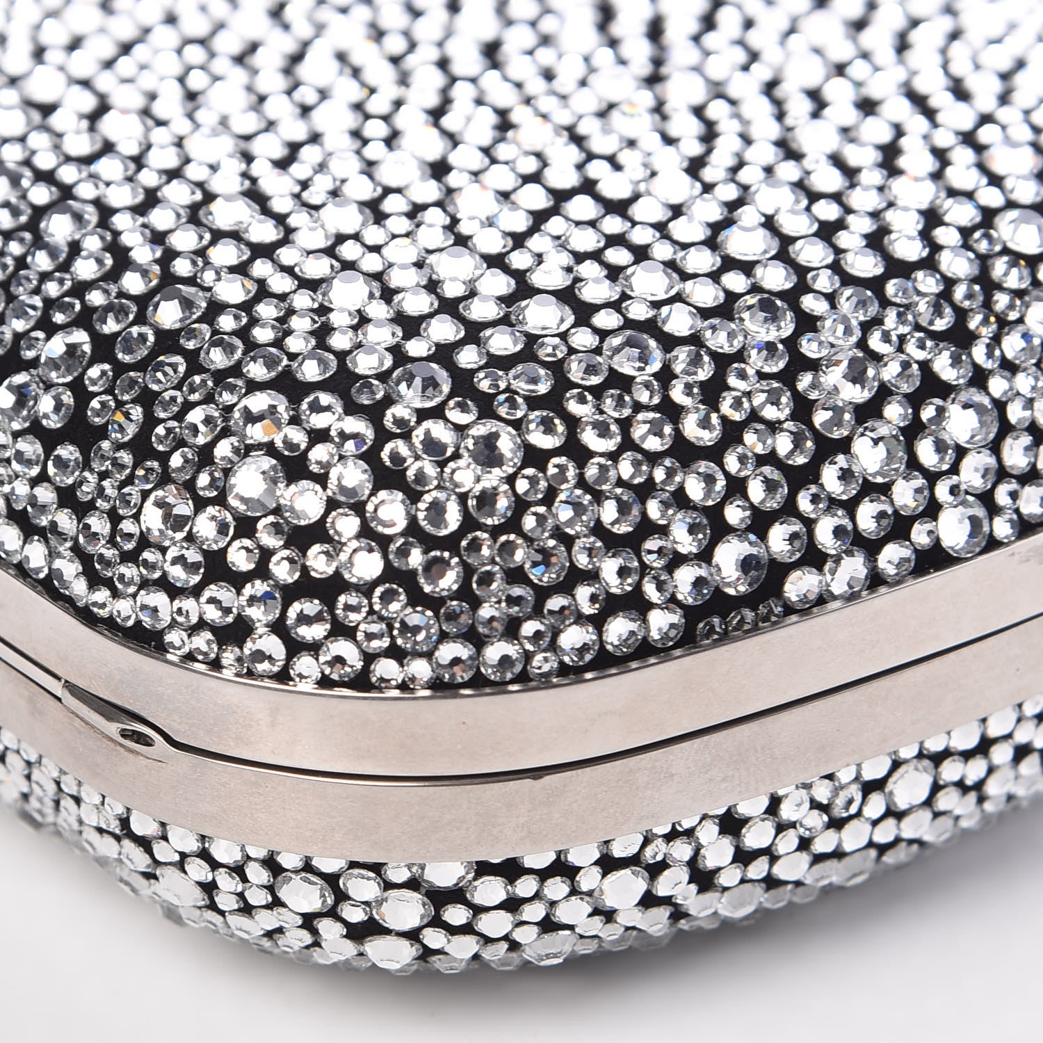 Alexander McQueen Crystal Nappa Queen and King Skull Box Chain Clutch Black Silver 9 of 13