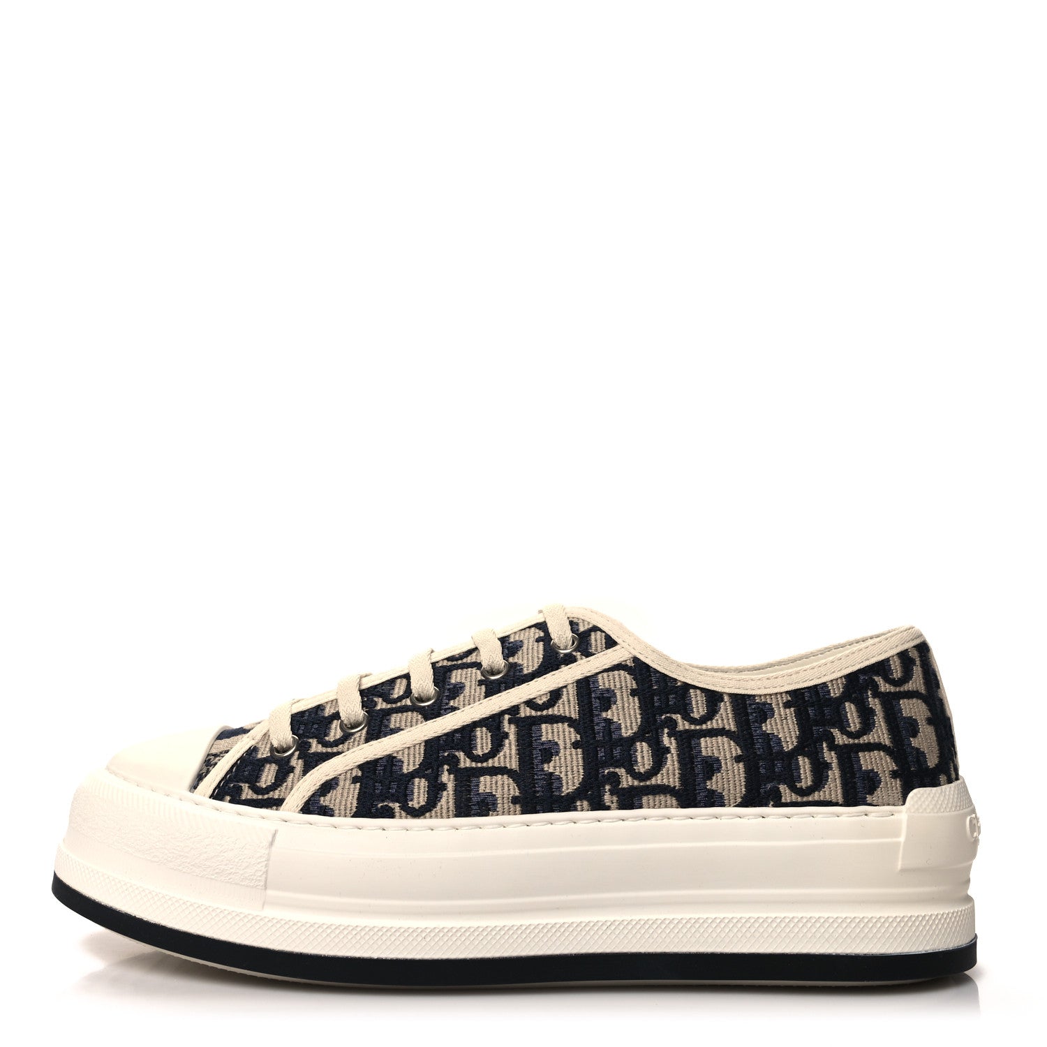 Christian Dior Embroidered Cotton Oblique Walk'N'Dior Low Top Sneakers 40 Deep Blue 1 of 8