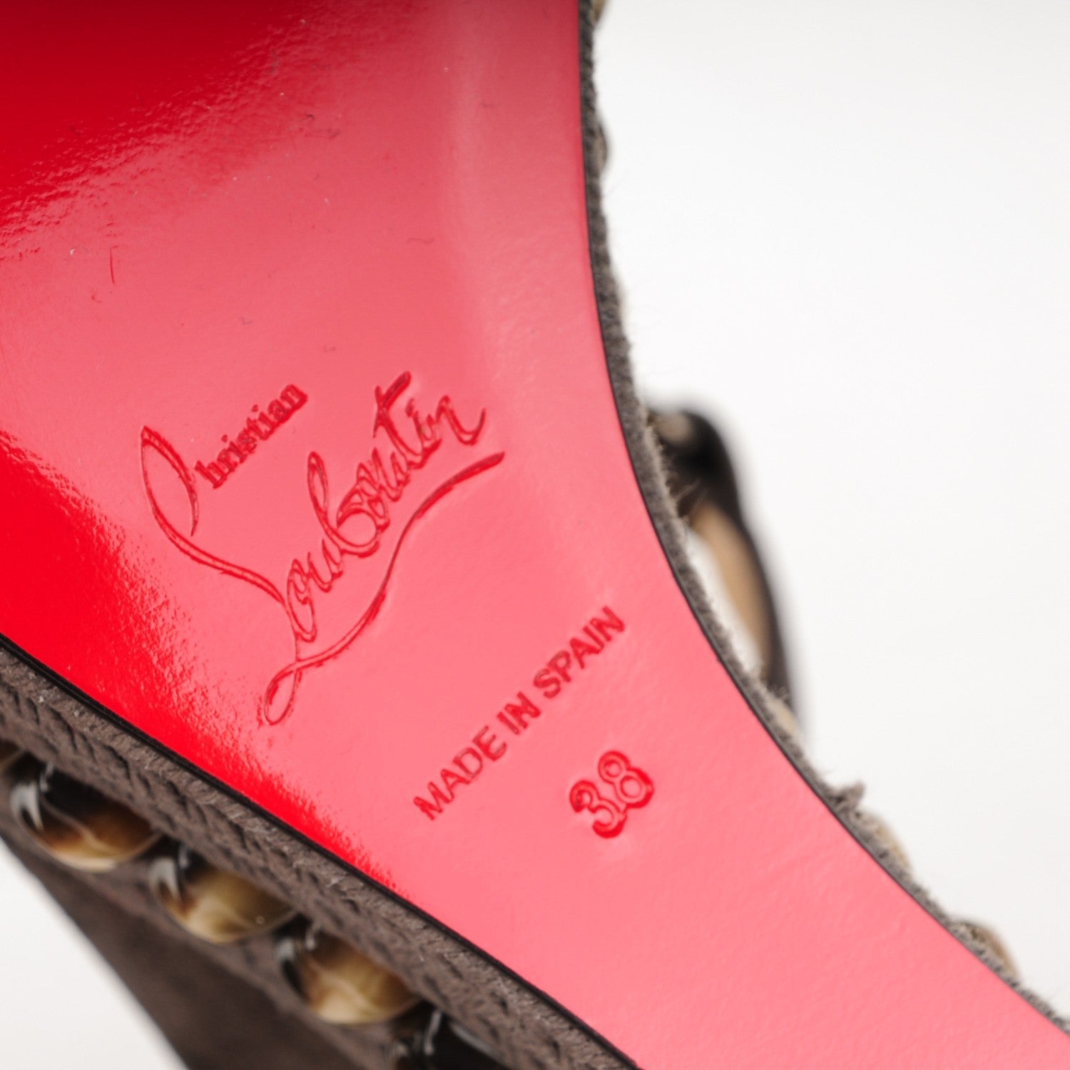 Christian Louboutin Veau Velours Cataclou 120 Wedge Sandals 38 Sand 6 of 6