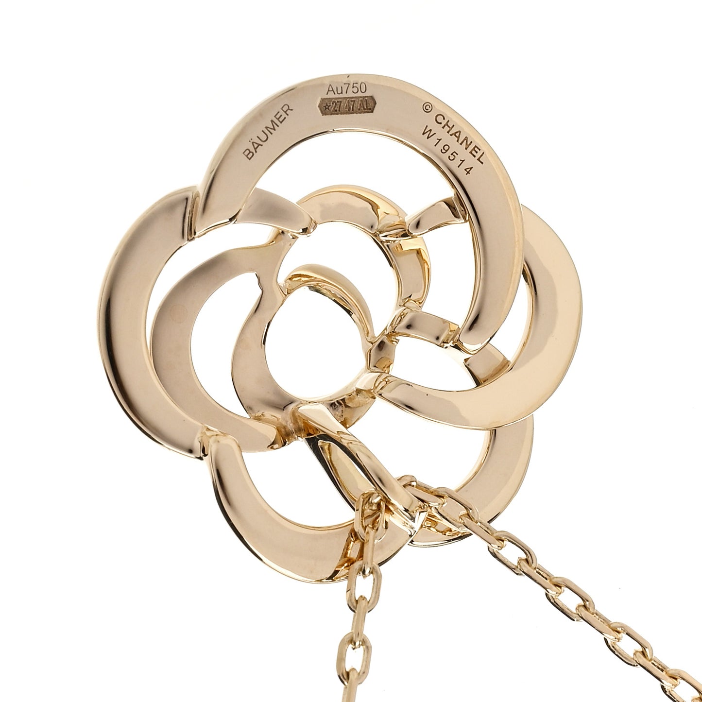 18K Yellow Gold Fil de Camelia Pendant Necklace