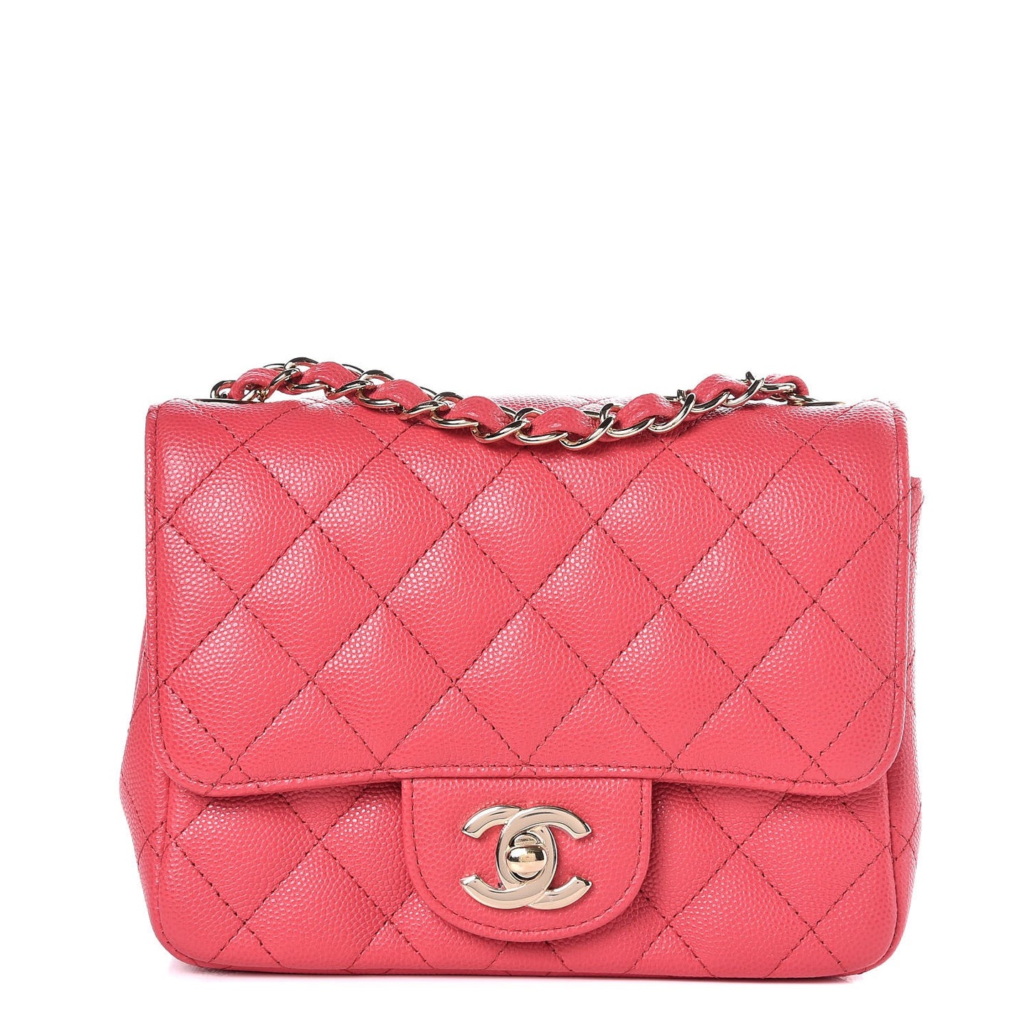 Caviar Quilted Mini Square Flap Dark Pink
