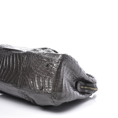 Nancy Gonzalez Metallic Crocodile Snakeskin Shoulder Bag Silver Gold 6 of 8
