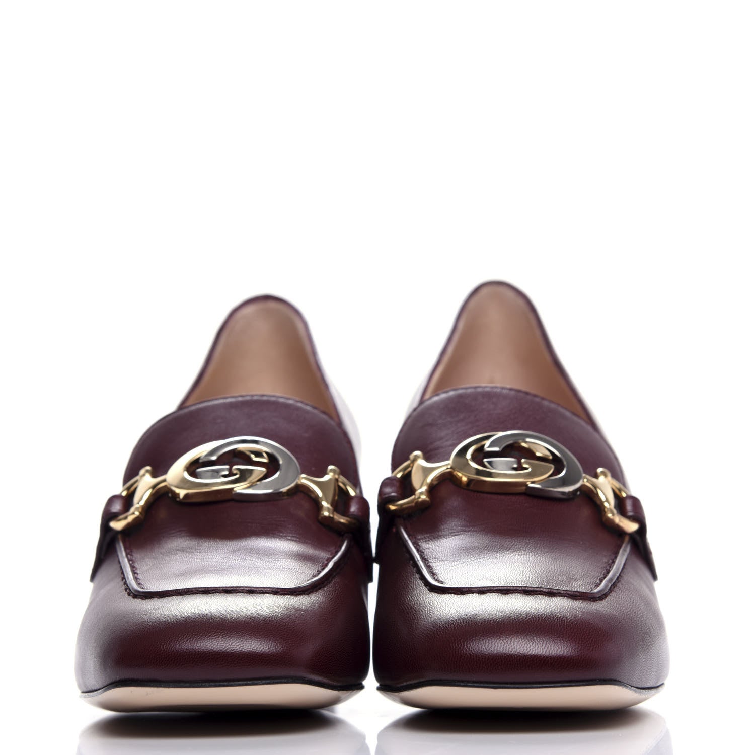 Gucci Malaga Kid Zumi Mid Heel Loafers 38 Vintage Bordeaux 2 of 11