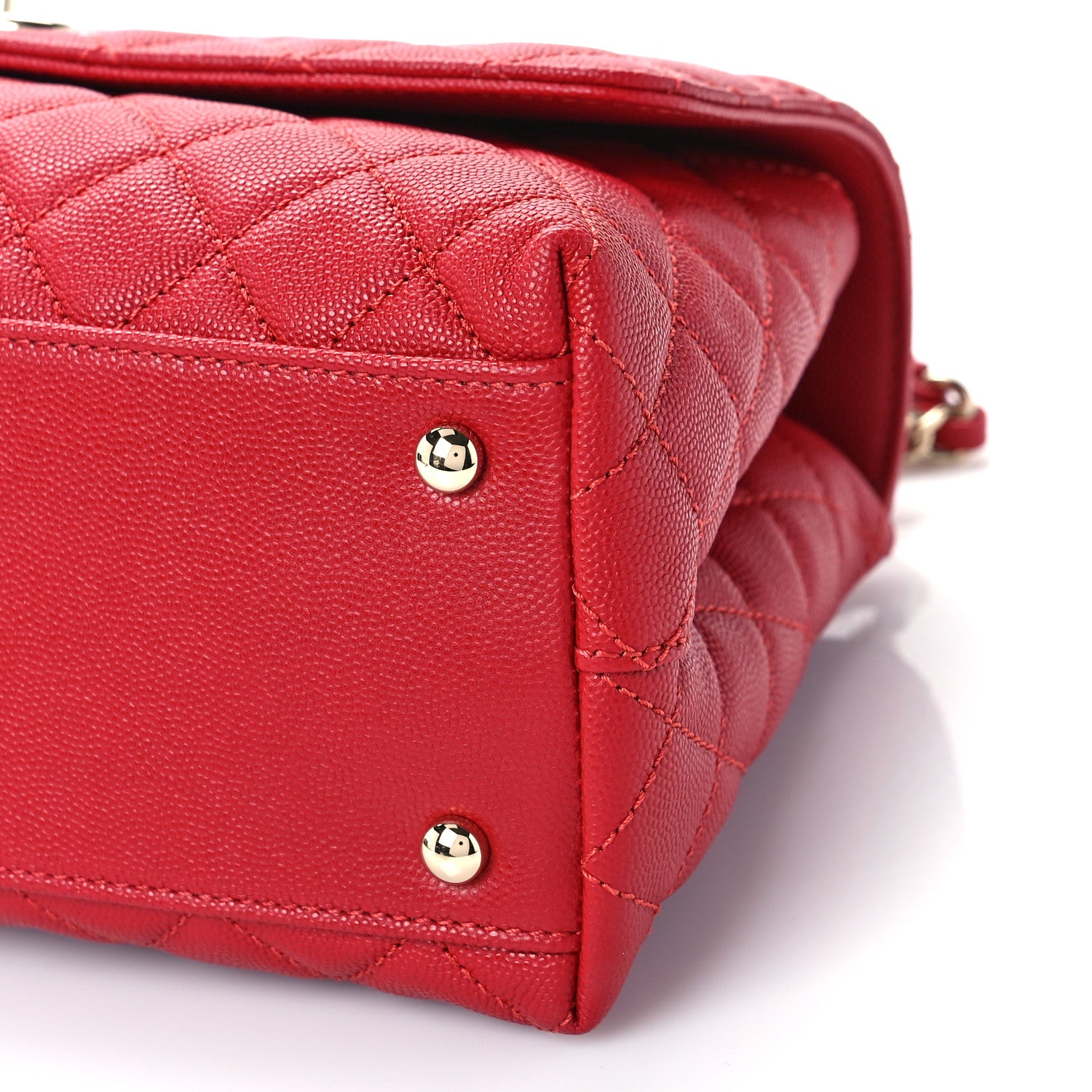 Chanel Caviar Quilted Small Coco Handle Flap Red 7 of 8