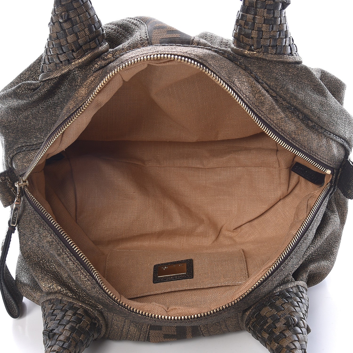 Fendi Zucca Goatskin Spy Bowler Tobacco Bronzo 7 of 16
