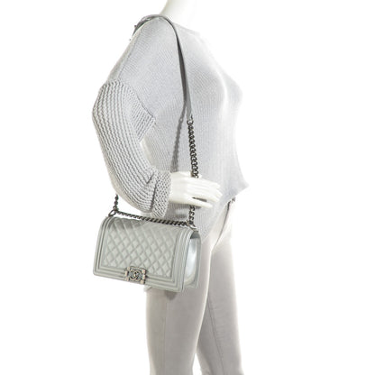 Chanel Metallic Calfskin Quilted Medium Boy Flap Silver 2 of 9