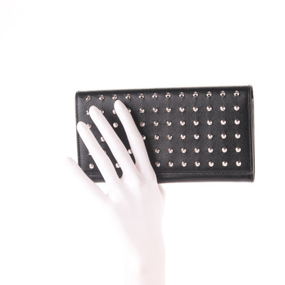 Saint Laurent Grain De Poudre Studded Classic Marquage Flap Wallet Black 2 of 8