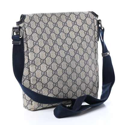 Gucci GG Plus Monogram Sellieria Calfskin Small Flap Messenger Bag Beige Blue 3 of 9