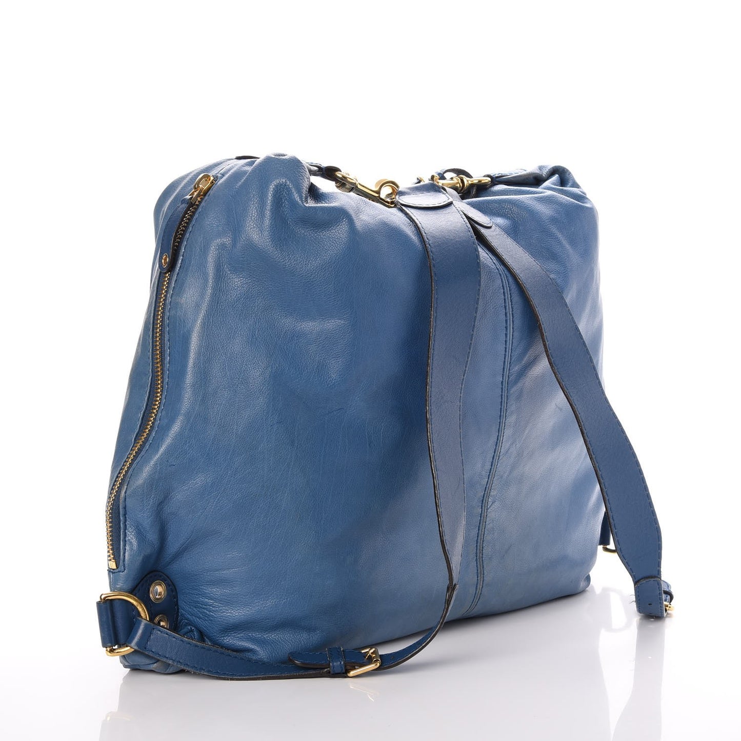 Lambskin Large Darwin Convertible Backpack Blue