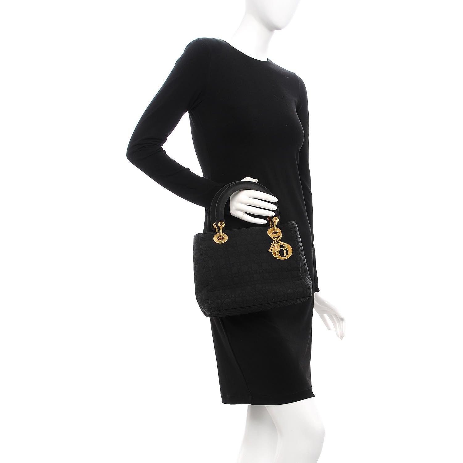 Christian Dior Nylon Cannage Medium Lady Dior Black 2 of 13