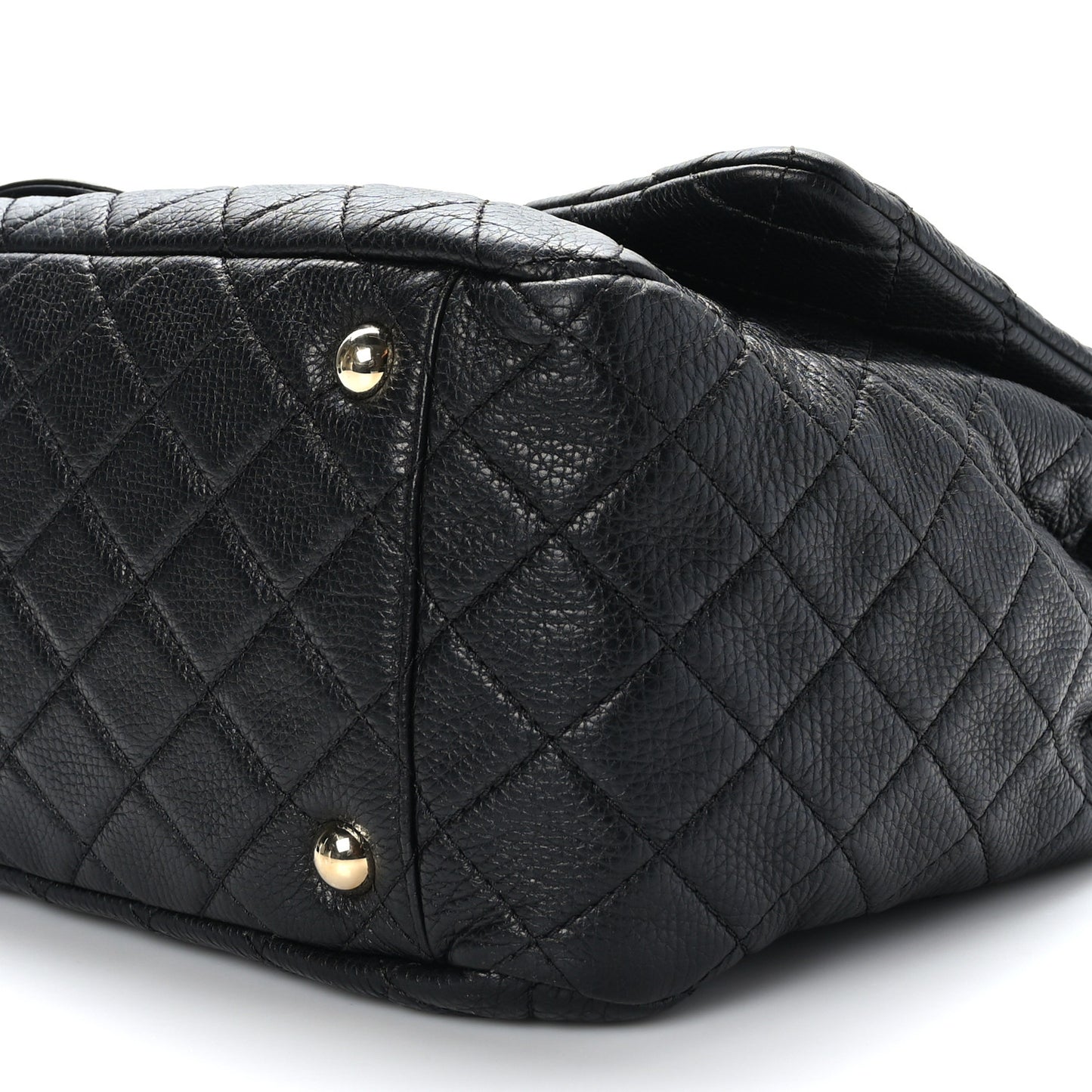 Calfskin Quilted XXL Travel Flap Bag Black