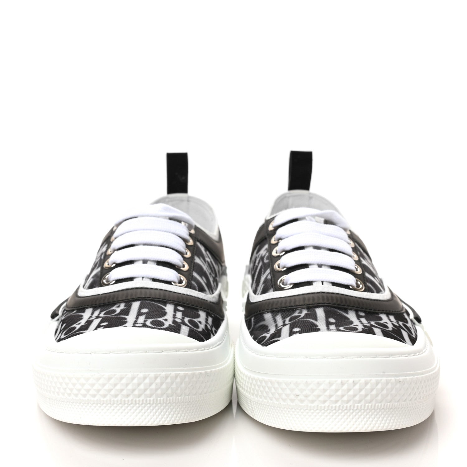 Christian Dior Technical Canvas Mesh Oblique Printed Mens B23 Low Top Sneakers 42 Black White 2 of 8