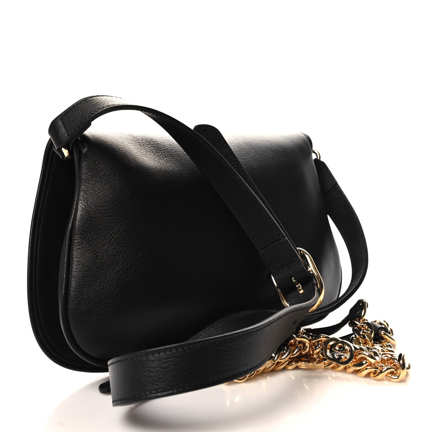Roxy Calfskin Blondie Chain Shoulder Flap Bag Black