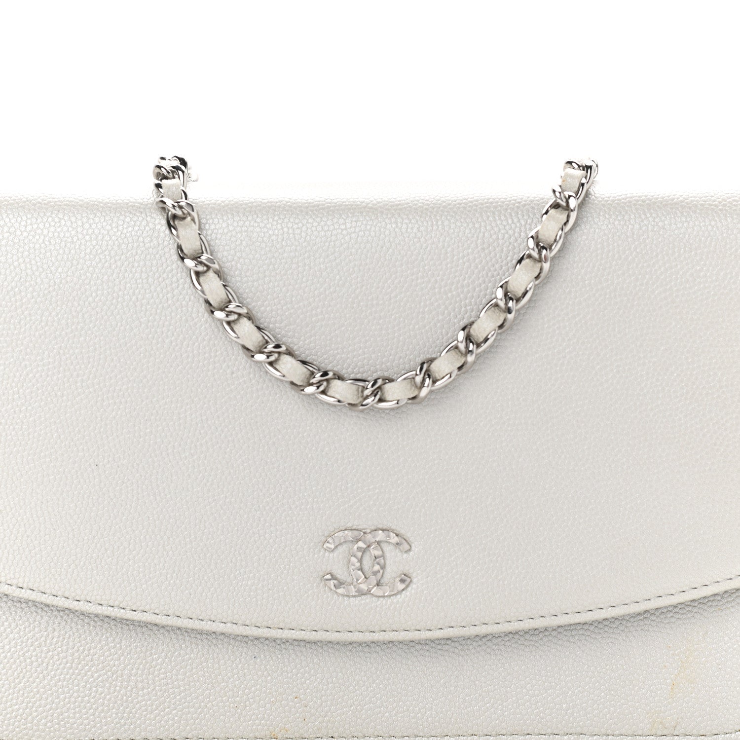 Chanel Caviar Sevruga Wallet on Chain WOC Silver 10 of 14