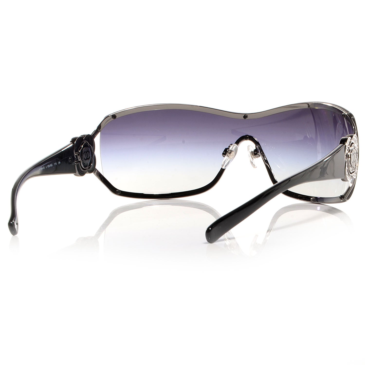 Chanel Swarovski Crystal Camellia CC Sunglasses 4164-B Black 2 of 6