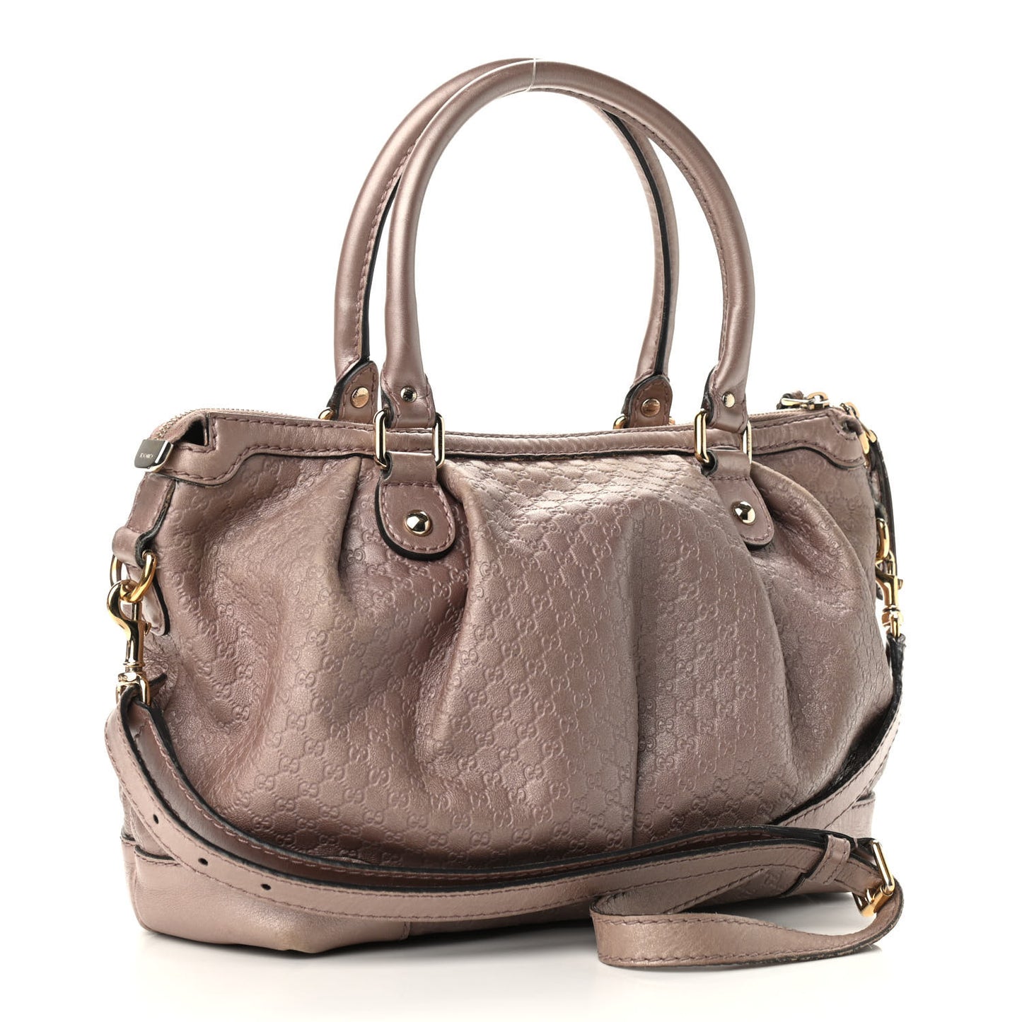 Metallic Microguccissima Medium Sukey Top Handle Bag Dark Cipria