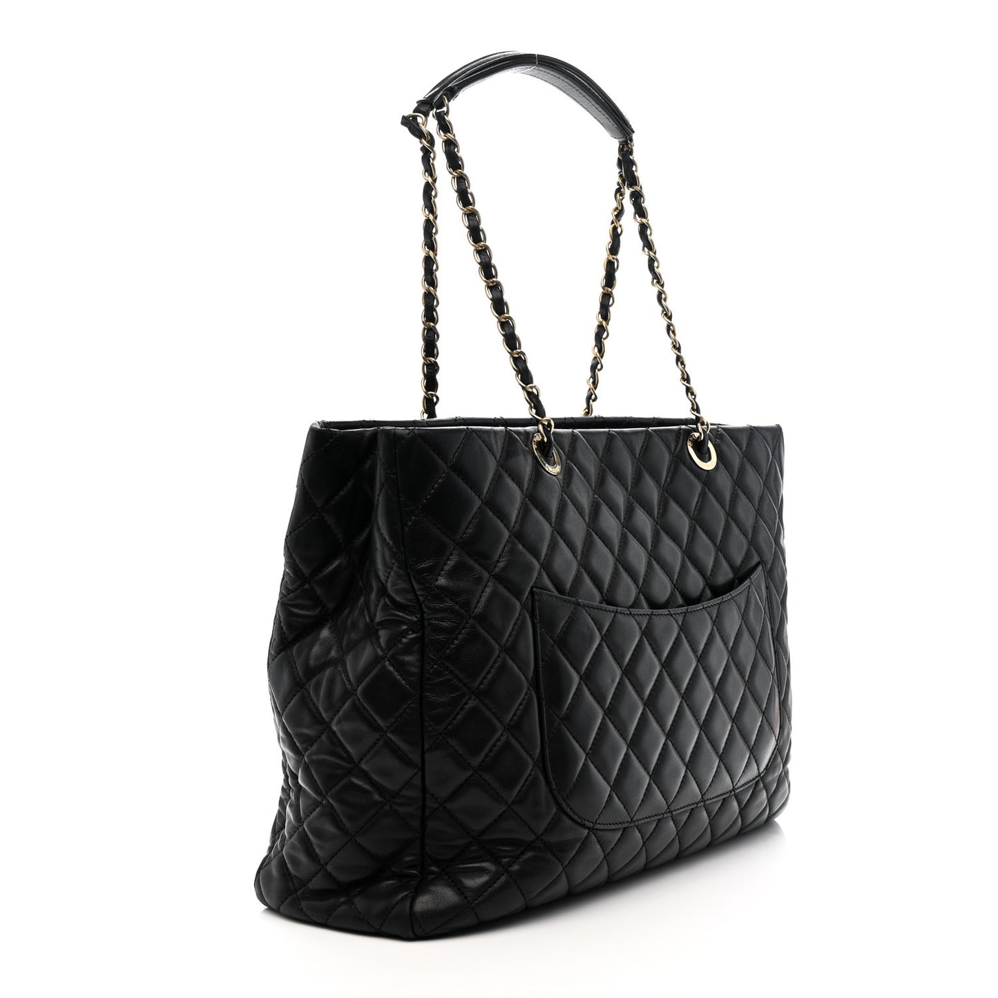 Lambskin Quilted Large Tote Black