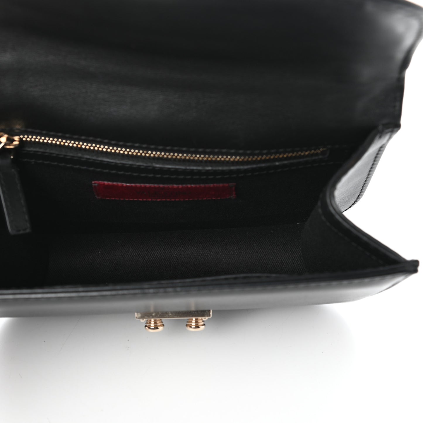 Vitello Small Glam Lock Rockstud Flap Black