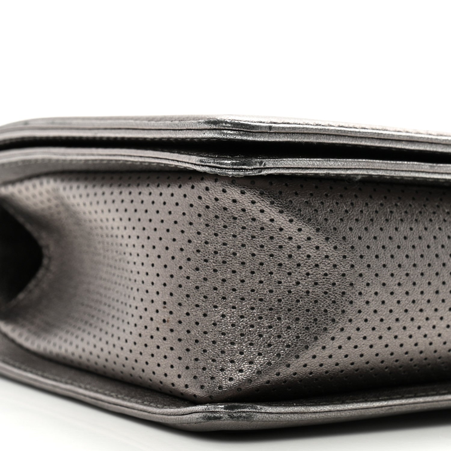 Chanel Metallic Lambskin Perforated New Medium Boy Flap Dark Silver 9 of 10