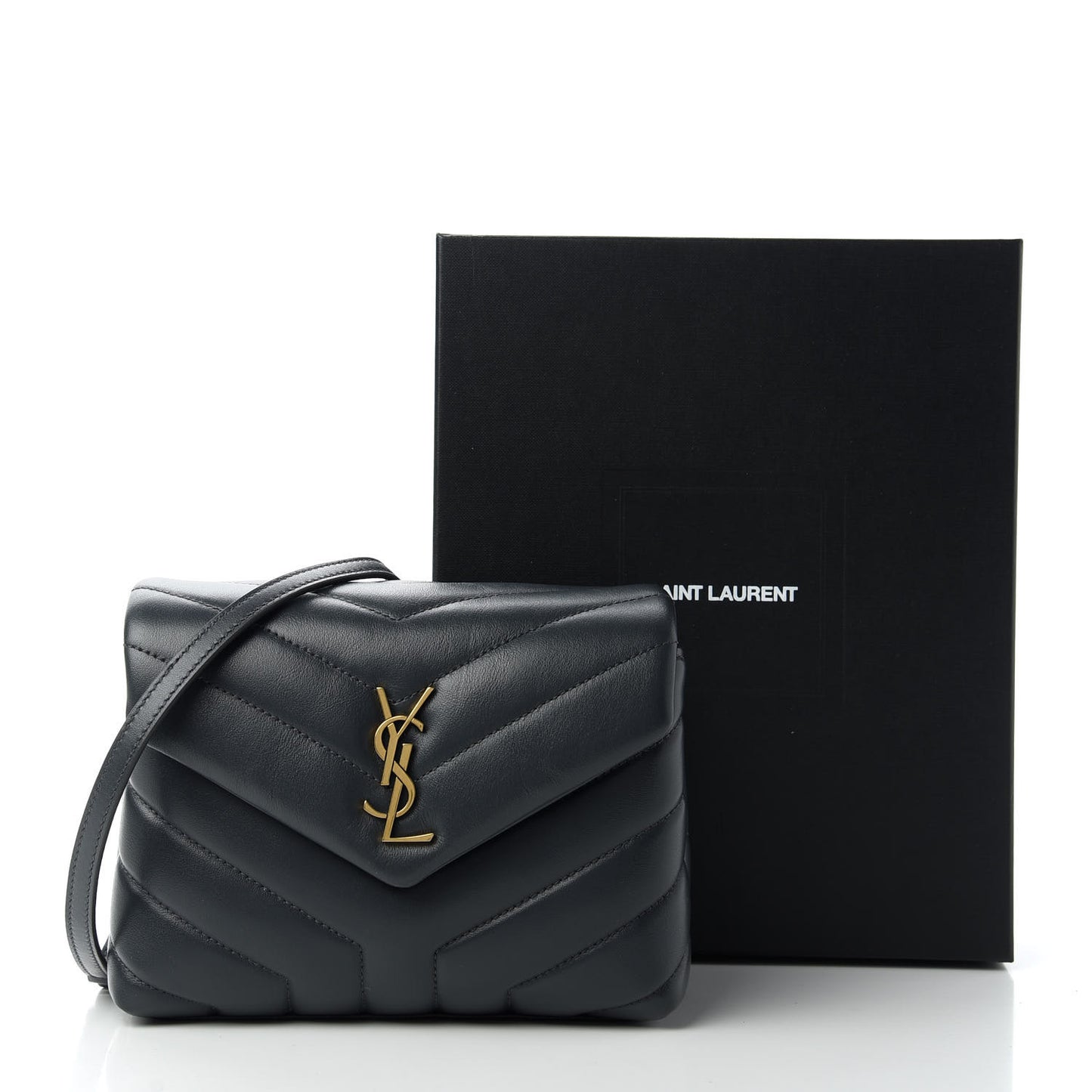 Calfskin Y Quilted Monogram Toy Loulou Crossbody Bag Graphite