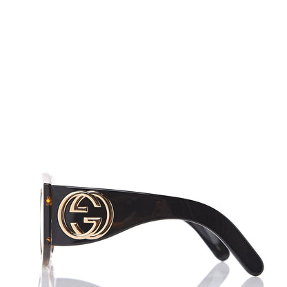 Gucci Acetate Round Frame Sunglasses GG 0177S Black Havana Brown 2 of 7