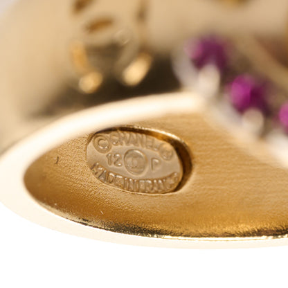 Chanel Crystal CC Ring 6 Gold Pink 4 of 5