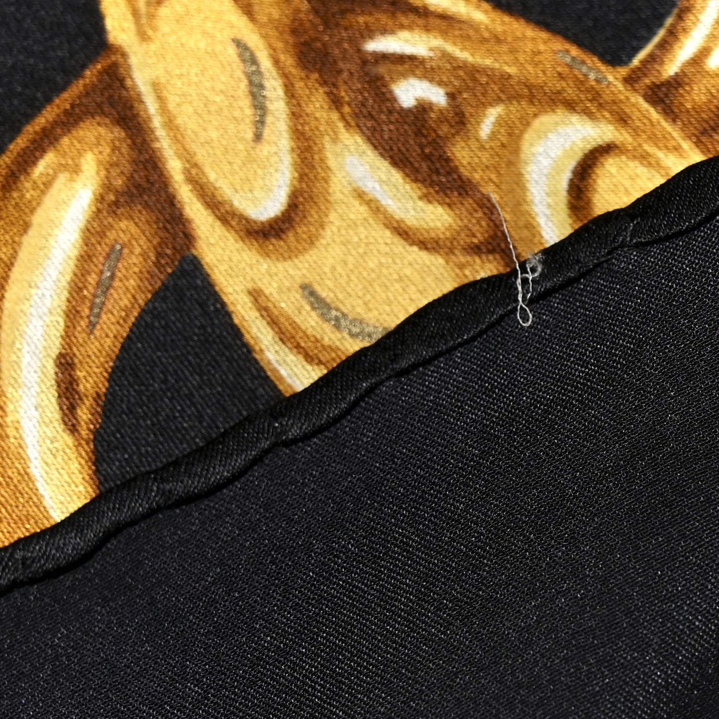 Silk Floral CC Chain Scarf Black