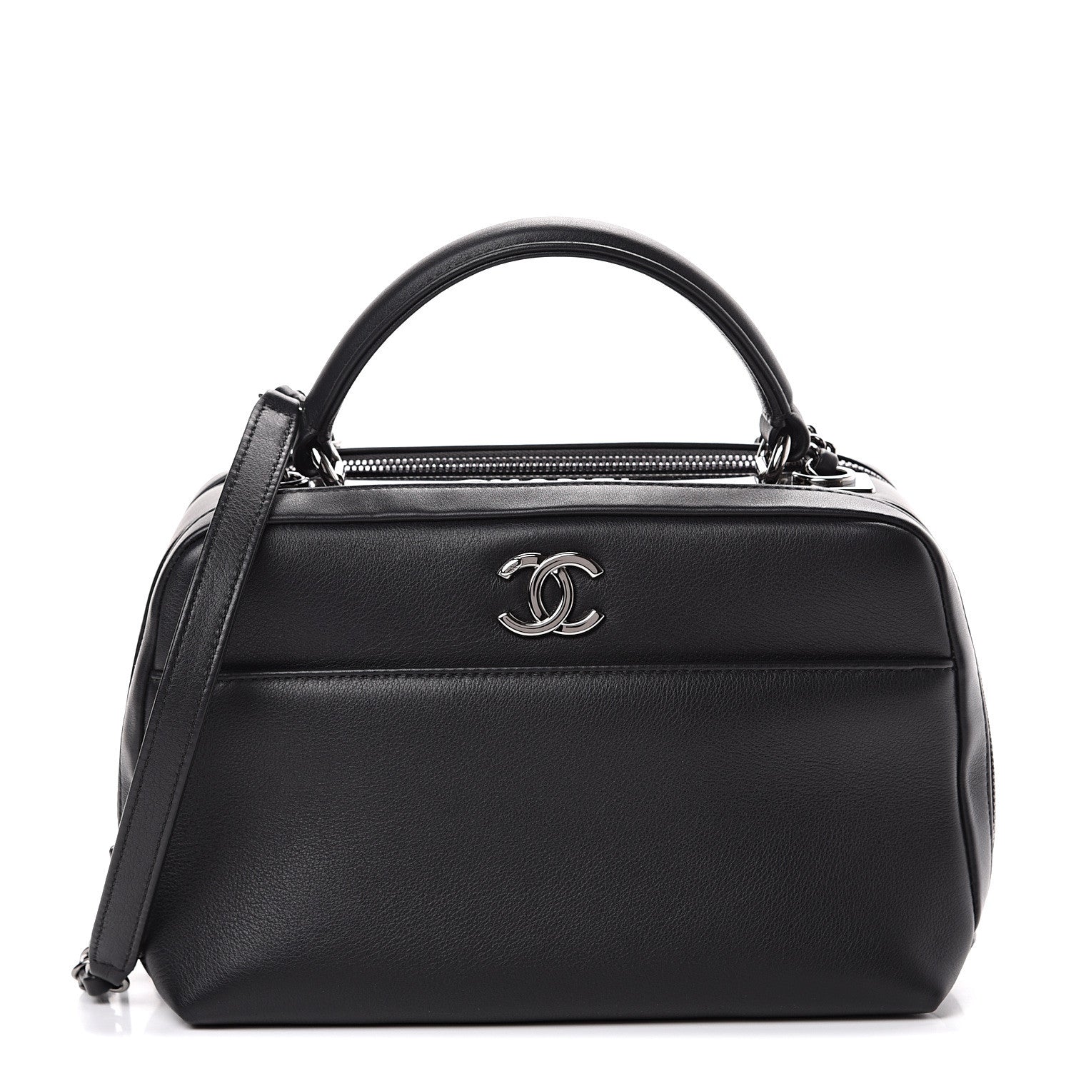 Chanel Calfskin Small Trendy CC Bowling Bag Black 1 of 11