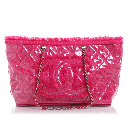 Chanel Vinyl Quilted Funny Tweed Tote Fuchsia 1 of 10
