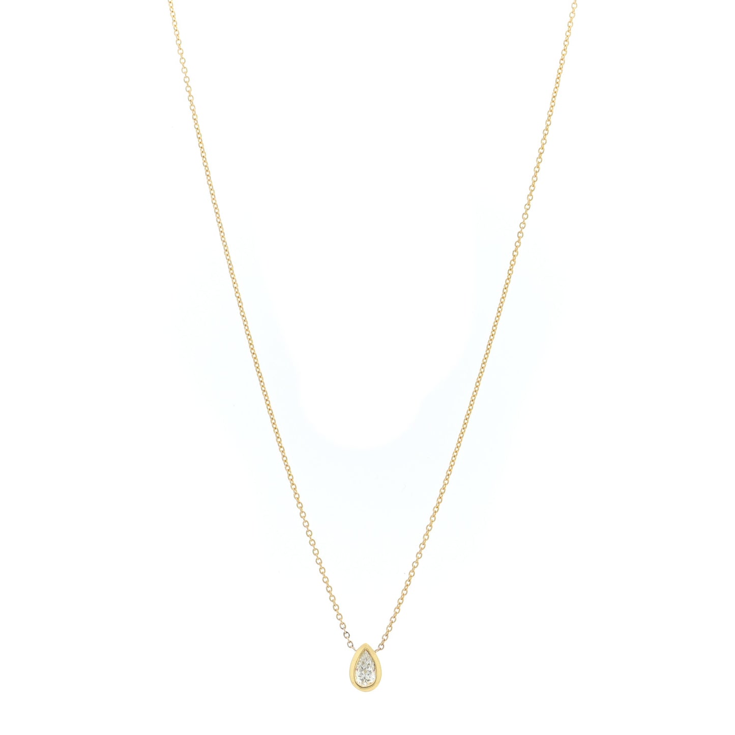 18K Yellow Gold Diamond .19ct Pear Cut Pendant Necklace