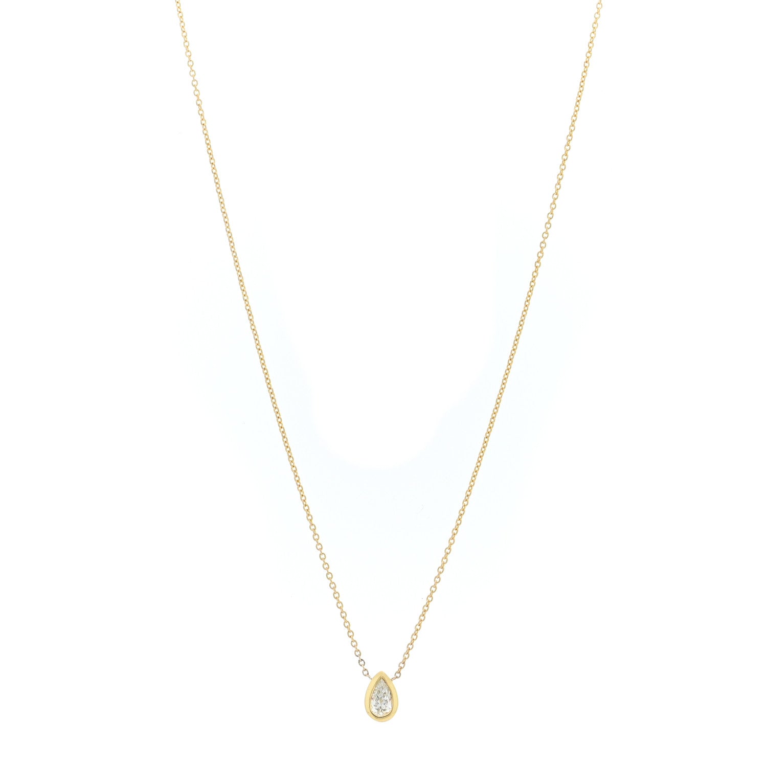 Roberto Coin 18K Yellow Gold Diamond .19ct Pear Cut Pendant Necklace 1 of 5