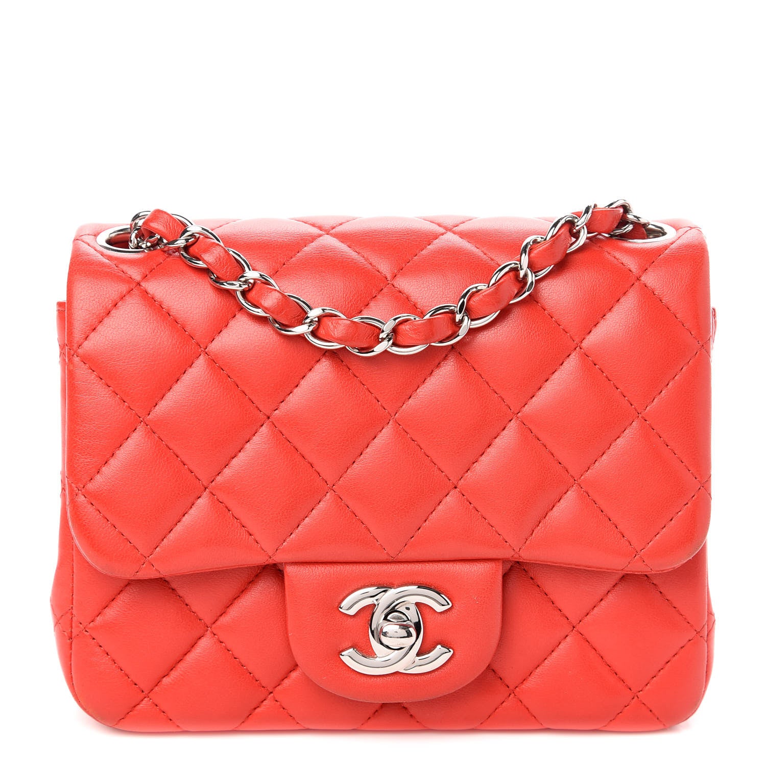 Chanel Lambskin Quilted Mini Square Flap Red 1 of 13