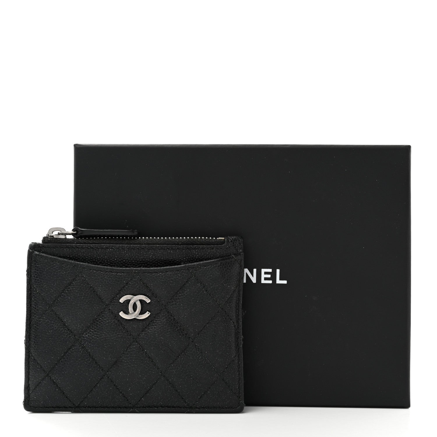 Chanel Caviar Quilted CC Zip Card Holder Black 9 of 9