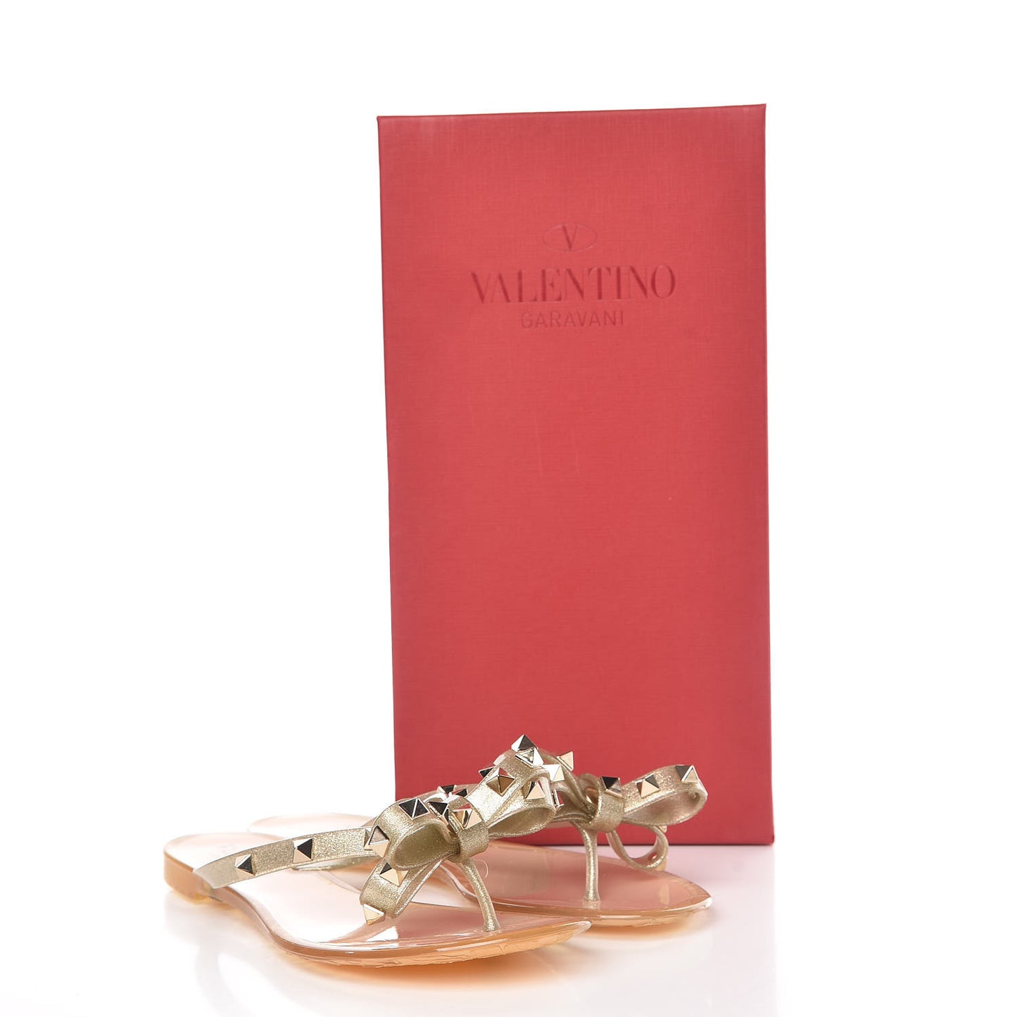 PVC Jelly Glitter Rockstud Bow Thong Sandals 35 Oro